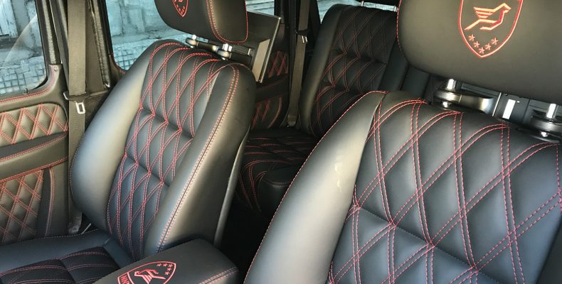 Gelendwagen G550 2010 аквапринт салона под карбон, перетяжка салона Экокожа Наппа