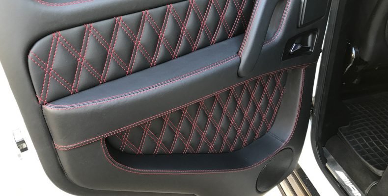 Gelendwagen G550 2010 аквапринт салона под карбон, перетяжка салона Экокожа Наппа
